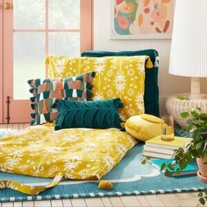 OPALHOUSE x Jungalo Palm Floral Print Lounge Pillow Bed Roll Marigold